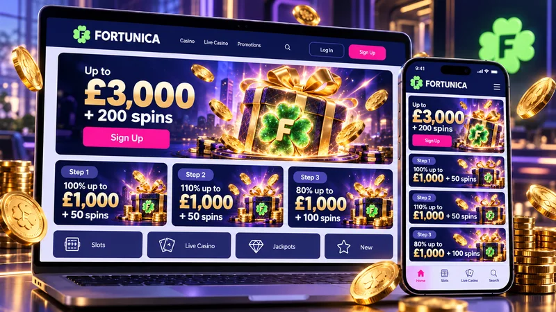 Fortunica welcome step cards in pounds that are switched on in the profile without a promo code